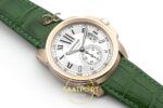 Cartier Calibre 42mm Rose Gold Beyaz Kadran Yeşil Deri Kordon Erkek Super Clone ETA Görünüm 3 — Kadran ve Bezel Görünümü