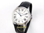 Cartier Ronde Erkek ETA Saat 40mm x 9.6mm Sol Çapraz Kasa ve Bezel Dokusu Super Clone — Kadran ve Bezel Görünümü