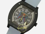 F.P. Journe Élégante Mamco Edition Siyah-Gri Kadran Gri Kordon Super Clone ETA - Yatay Stüdyo Kasa ve Kordon Profili — Kadran ve Bezel Görünümü
