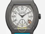 F.P. Journe Élégante Titalyt Beyaz Kadran Turkuaz Kordon Super Clone ETA - Kadran, İbreler ve Saat 4:30 Hareket Dedektörü Makro — Kadran ve Bezel Görünümü