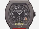 F.P. Journe Élégante Titalyt Siyah Kadran Kırmızı Kordon Super Clone ETA - Kadran, İbreler ve Saat 4:30 Hareket Dedektörü Makro — Kadran ve Bezel Görünümü