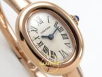 Cartier Baignoire 23mm Rose Gold Beyaz Kadran Bayan Super Clone ETA Görünüm 4 — Kadran ve Bezel Görünümü