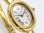 Cartier Baignoire Bayan ETA Saat 23mm x 7.1mm Sağ Çapraz Safir Taşlı Kurma Kolu ve Kasa Profili Super Clone — Kadran ve Bezel Görünümü