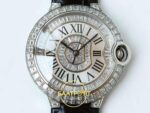 Cartier Ballon Bleu 42mm Beyaz Altın Taşlı Beyaz Kadran Erkek Super Clone ETA Görünüm 4 — Kadran ve Bezel Görünümü