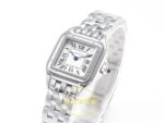 Cartier Panthere De Cartier Bayan ETA Saat 27mm Sağ Çapraz Safir Taşlı Kurma Kolu ve Kasa Profili Super Clone — Kadran ve Bezel Görünümü