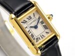 Cartier Tank Bayan ETA Saat 16.5mm Sağ Çapraz Safir Taşlı Kurma Kolu ve Kasa Profili Super Clone — Kadran ve Bezel Görünümü