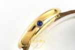 Cartier Baignoire 25mm Sarı Altın Gümüş Kadran Kahve Deri Kordon Bayan Super Clone ETA Görünüm 5 — Kadran ve Bezel Görünümü