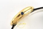 Cartier Baignoire 25mm Sarı Altın Gümüş Kadran Siyah Deri Kordon Bayan Super Clone ETA Görünüm 5 — Kadran ve Bezel Görünümü