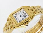 Cartier Panthere De Cartier Bayan ETA Saat 22mm Yatay Kadran ve Çizilmez Safir Kristal Cam Derinliği Super Clone — Kadran ve Bezel Görünümü