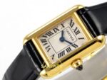 Cartier Tank Bayan ETA Saat 16.5mm Yatay Kadran ve Çizilmez Safir Kristal Cam Derinliği Super Clone — Kadran ve Bezel Görünümü