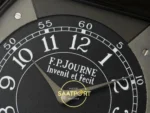 F.P. Journe Élégante Titalyt Siyah-Gri Kadran Siyah Kordon Super Clone ETA - Kadran Tipografisi ve İbreler Makro Çekimi — Kadran ve Bezel Görünümü