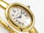 Cartier Baignoire Bayan ETA Saat 23mm x 7.1mm Kasa Yan Profili ve Ergonomik Bilek Oturuşu Super Clone — Kadran ve Bezel Görünümü