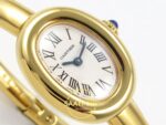Cartier Baignoire Bayan ETA Saat 23mm x 7.1mm Kasa Yan Profili ve Ergonomik Bilek Oturuşu Super Clone — Kadran ve Bezel Görünümü