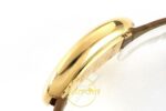 Cartier Baignoire 25mm Sarı Altın Gümüş Kadran Kahve Deri Kordon Bayan Super Clone ETA Görünüm 6 — Kadran ve Bezel Görünümü