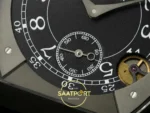 F.P. Journe Élégante Titalyt Siyah-Gri Kadran Mavi Kordon Super Clone ETA - Saat 6 Küçük Saniye ve Saat 4:30 Hareket Dedektörü — Kadran ve Bezel Görünümü