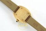 Cartier Baignoire 25mm Sarı Altın Gümüş Kadran Kahve Deri Kordon Bayan Super Clone ETA Görünüm 7 — Kadran ve Bezel Görünümü