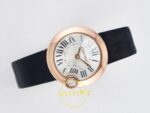 Cartier Ballon Blanc 30mm Rose Gold Beyaz Kadran Siyah Deri Kordon Bayan Super Clone ETA Görünüm 8 — Kadran ve Bezel Görünümü
