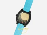 F.P. Journe Élégante Titalyt Siyah Kadran Turkuaz Kordon Super Clone ETA - Şeffaf Safir Arka Kapak ve Calibre 1210 Mekanizma — Kadran ve Bezel Görünümü