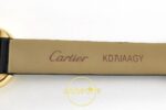 Cartier Baignoire 25mm Sarı Altın Gümüş Kadran Siyah Deri Kordon Bayan Super Clone ETA Görünüm 9 — Kadran ve Bezel Görünümü