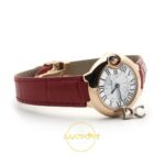 Cartier Ballon Bleu 28mm Çelik Beyaz Kadran Kırmızı Deri Kordon Bayan Super Clone ETA Görünüm 9 — Kadran ve Bezel Görünümü