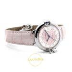 Cartier Ballon Bleu 36mm Çelik Pembe Kadran Pembe Deri Kordon Bayan Super Clone ETA Görünüm 9 — Kadran ve Bezel Görünümü