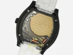 F.P. Journe Élégante Titalyt Beyaz Kadran Beyaz Kordon Super Clone ETA - Calibre 1210 Elektromekanik Kalibre Arka Kapak Yakın Plan — Kadran ve Bezel Görünümü