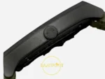 F.P. Journe Élégante Titalyt Beyaz Kadran Yeşil Kordon Super Clone ETA - Vidalı Kurma Kolu ve Sağ Yan Kasa Profili — Kadran ve Bezel Görünümü