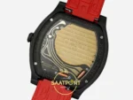 F.P. Journe Élégante Titalyt Siyah Kadran Kırmızı Kordon Super Clone ETA - Calibre 1210 Elektromekanik Kalibre Arka Kapak Yakın — Kadran ve Bezel Görünümü