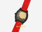 F.P. Journe Élégante Titalyt Kırmızı Kadran Kırmızı Kordon Super Clone ETA - Şeffaf Safir Arka Kapak ve Calibre 1210 Mekanizma — Kadran ve Bezel Görünümü