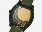 F.P. Journe Élégante Titalyt Beyaz Kadran Yeşil Kordon Super Clone ETA - Calibre 1210 Elektromekanik Kalibre Arka Kapak Yakın Plan — Kadran ve Bezel Görünümü