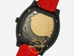 F.P. Journe Élégante Titalyt Kırmızı Kadran Kırmızı Kordon Super Clone ETA - Calibre 1210 Elektromekanik Kalibre Arka Kapak Yakın — Kadran ve Bezel Görünümü
