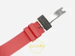 F.P. Journe Élégante Titalyt Bordo Kadran Mercan Kırmızı Kordon Super Clone ETA - FKM Kauçuk Kordon ve Katlanır Titanyum Klips — Kadran ve Bezel Görünümü