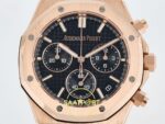 Audemars Piguet CUSTOM MODDED Royal Oak Chrono 26240OR 41mm RG/RG DDF Factory 41mm Kadran İndeks ve İbre Detay Yakın Çekim Super — Kadran ve Bezel Görünümü