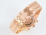 Audemars Piguet CUSTOM MODDED Royal Oak Chrono 26240OR 41mm RG/RG DDF Factory 41mm Orijinal Toka Kilidi ve Kordon İç Detayı Super — Kadran ve Bezel Görünümü
