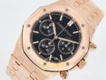 Audemars Piguet CUSTOM MODDED Royal Oak Chrono 26240OR 41mm RG/RG DDF Factory 41mm Sol 45 Derece Çapraz Kasa ve Bezel Profili — Kadran ve Bezel Görünümü