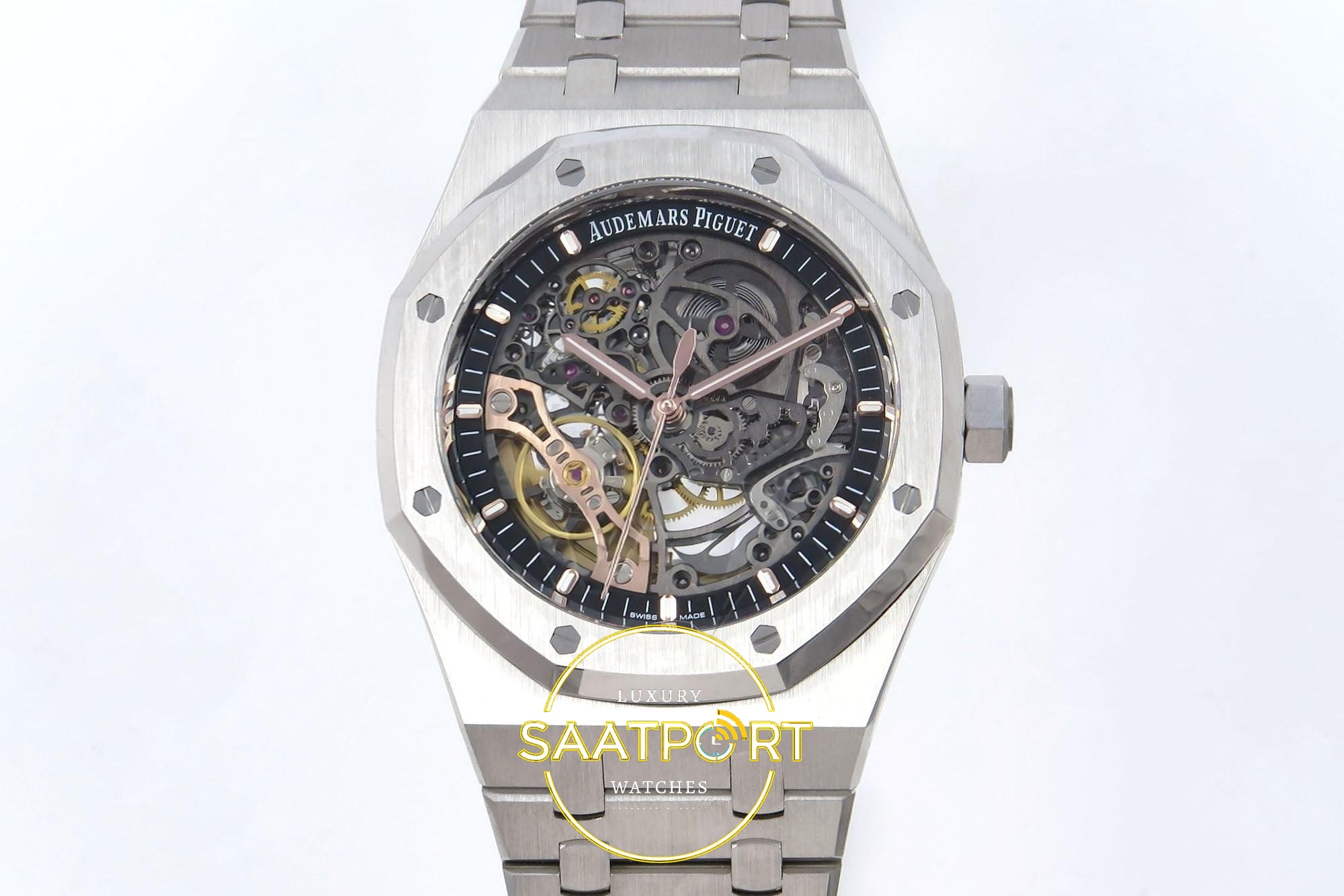 Audemars Piguet Royal Oak 41mm 15407ST İskelet Kadran THB Factory Super Clone ETA Saat - Detay Görünümü 1 THB Factory Audemars Piguet Royal Oak 15407 THB Factory (1:1 Best Edition) Super Clone ETA Saat Görünüm 1