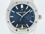 Audemars Piguet Royal Oak 41mm 15500 SS OCTA Blue Dial APS Factory 41mm Kadran İndeks ve İbre Detay Yakın Çekim Super Clone ETA — Kadran ve Bezel Görünümü