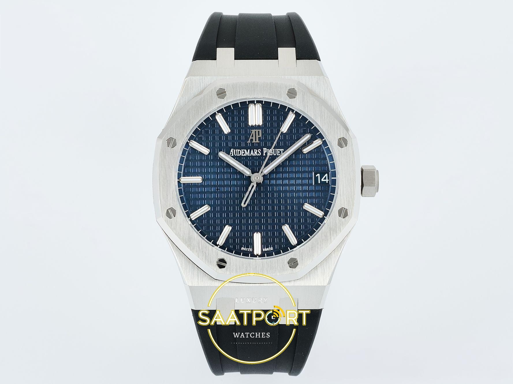Audemars Piguet Royal Oak 41mm 15500 SS OCTA Blue Dial 41mm 904L Mavi Kadran APS Factory Super Clone ETA Saat - Ön Cephe Kadran ve Kasa Görünümü Audemars Piguet Royal Oak 41mm 15500 SS OCTA Blue Dial APS Factory 41mm Ön Cephe Kadran ve Kasa Görünümü Super Clone ETA Saat