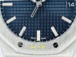 Audemars Piguet Royal Oak 41mm 15500 SS OCTA Blue Dial APS Factory 41mm Sol Yan Kasa Kalınlık ve Fırçalanmış Yüzey Profili Super — Kadran ve Bezel Görünümü
