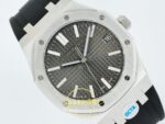 Audemars Piguet Royal Oak 41mm 15510 SS OCTA Gray Dial APS Factory 41mm Sağ 45 Derece Çapraz Kasa ve Kurma Tepesi Profili Super — Kadran ve Bezel Görünümü