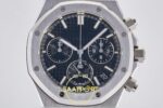 Audemars Piguet Royal Oak Chrono 26240 SS DDF Black Dial DDF Factory 41mmx12.4mm Kadran İndeks ve İbre Detay Yakın Çekim Super — Kadran ve Bezel Görünümü