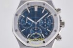 Audemars Piguet Royal Oak Chrono 26240 SS DDF Blue Dial DDF Factory 41mmx12.4mm Kadran İndeks ve İbre Detay Yakın Çekim Super — Kadran ve Bezel Görünümü