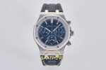 Audemars Piguet Royal Oak Chrono 26240 SS DDF Blue Dial DDF Factory 41mmx12.4mm Ön Cephe Kadran ve Kasa Görünümü Super Clone ETA — Kadran ve Bezel Görünümü