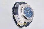 Audemars Piguet Royal Oak Chrono 26240 SS DDF Blue Dial DDF Factory 41mmx12.4mm Sağ 45 Derece Çapraz Kasa ve Kurma Tepesi Profili — Kadran ve Bezel Görünümü
