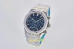 Audemars Piguet Royal Oak Chrono 26240 SS DDF Blue Dial DDF Factory 41mmx12.4mm Sol 45 Derece Çapraz Kasa ve Bezel Profili Super — Kadran ve Bezel Görünümü