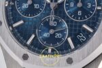 Audemars Piguet Royal Oak Chrono 26240 SS DDF Blue Dial DDF Factory 41mmx12.4mm Sol Yan Kasa Kalınlık ve Fırçalanmış Yüzey — Kadran ve Bezel Görünümü