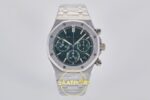 Audemars Piguet Royal Oak Chrono 26240 SS DDF Green Dial DDF Factory 41mmx12.4mm Ön Cephe Kadran ve Kasa Görünümü Super Clone ETA — Kadran ve Bezel Görünümü