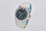 Audemars Piguet Royal Oak Chrono 26240 SS DDF Green Dial DDF Factory 41mmx12.4mm Sol 45 Derece Çapraz Kasa ve Bezel Profili Super — Kadran ve Bezel Görünümü