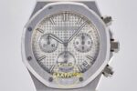 Audemars Piguet Royal Oak Chrono 26240 SS DDF Silver Dial DDF Factory 41mmx12.4mm Kadran İndeks ve İbre Detay Yakın Çekim Super — Kadran ve Bezel Görünümü