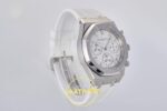 Audemars Piguet Royal Oak Chrono 26240 SS DDF Silver Dial DDF Factory 41mmx12.4mm Sağ 45 Derece Çapraz Kasa ve Kurma Tepesi — Kadran ve Bezel Görünümü